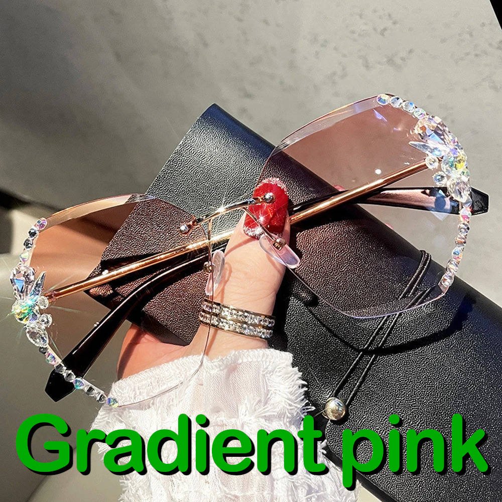 Rimless rhinestone sunglasses