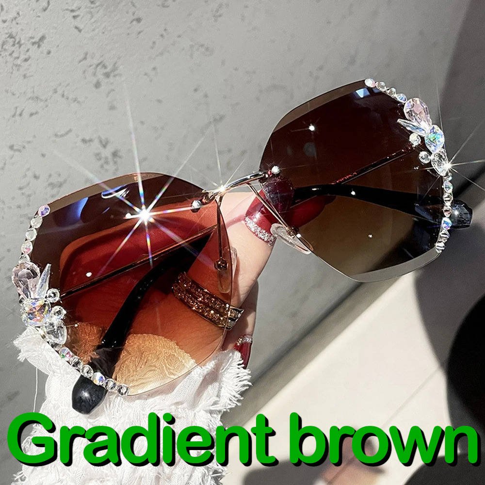 Rimless rhinestone sunglasses