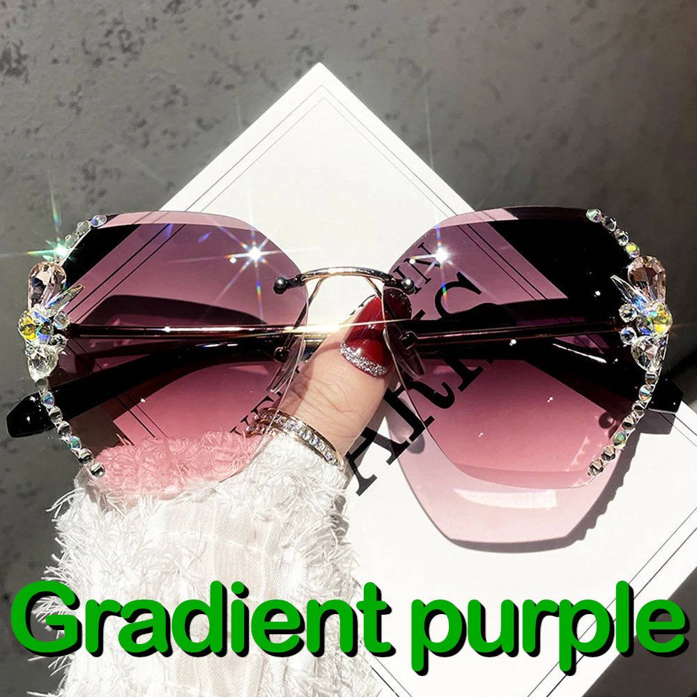 Rimless rhinestone sunglasses